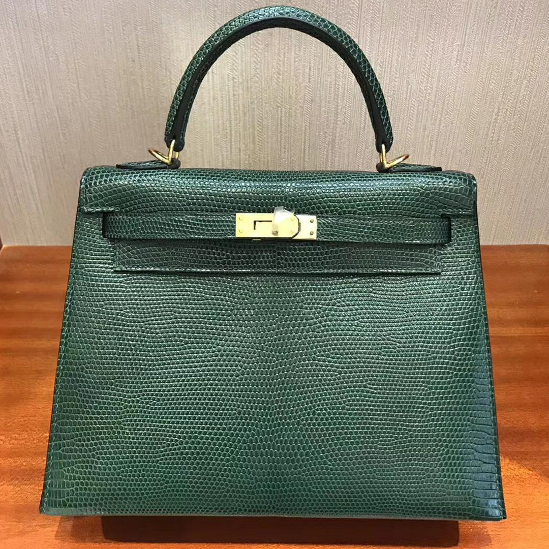 愛馬仕包包官方旗艦店Hermes Kelly 25 CK67祖母綠 Vert Fonce 蜥蜴皮