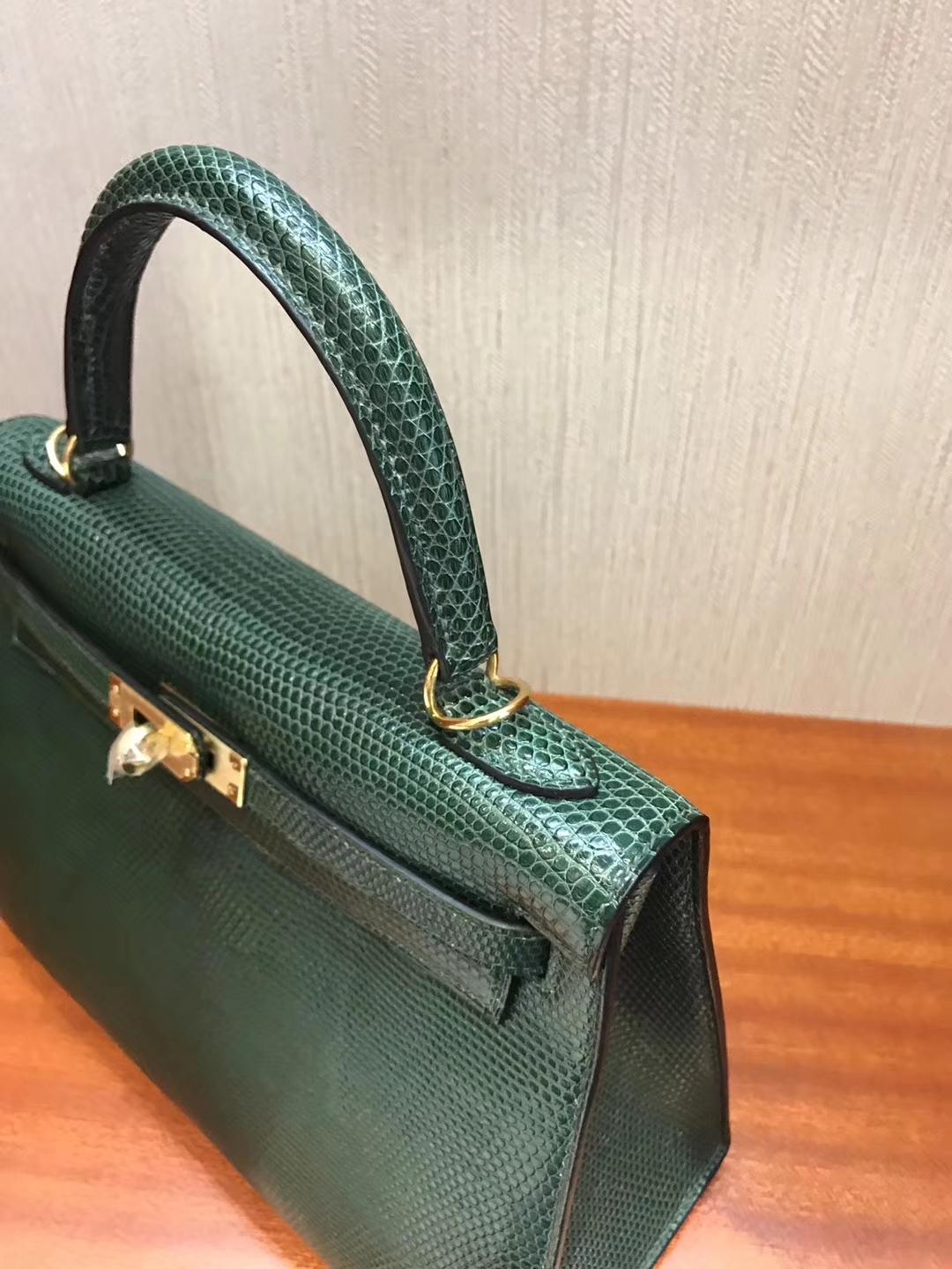 愛馬仕包包官方旗艦店Hermes Kelly 25 CK67祖母綠 Vert Fonce 蜥蜴皮