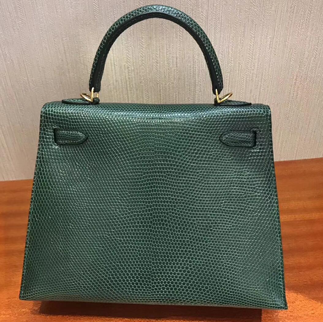 愛馬仕包包官方旗艦店Hermes Kelly 25 CK67祖母綠 Vert Fonce 蜥蜴皮