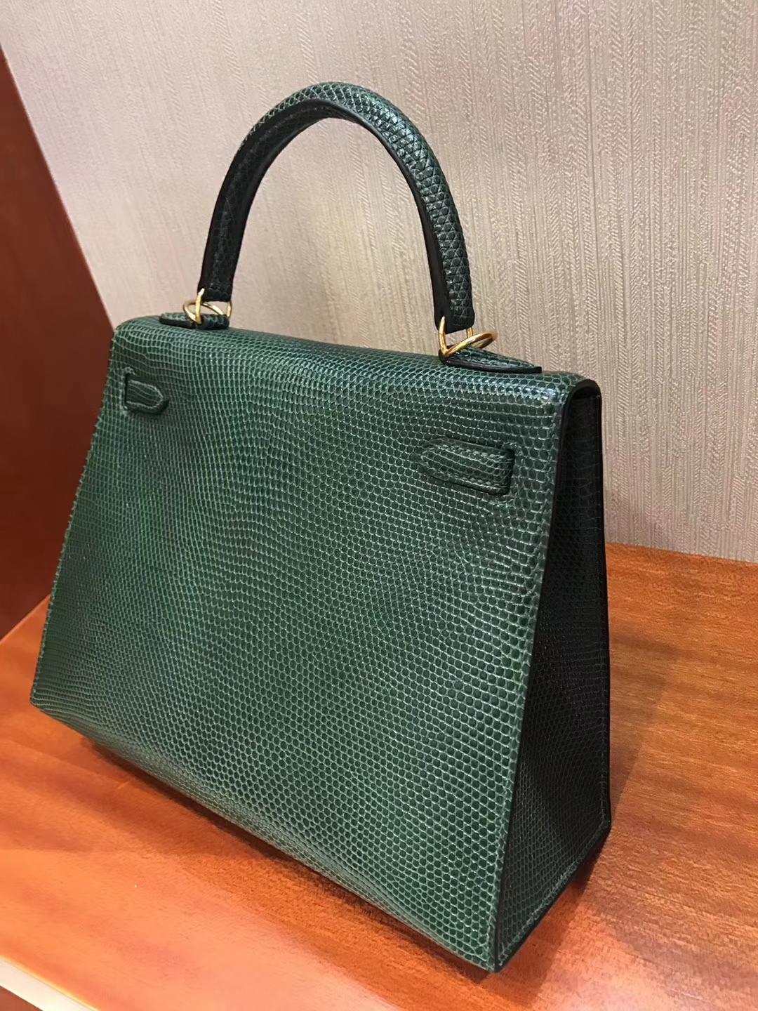 愛馬仕包包官方旗艦店Hermes Kelly 25 CK67祖母綠 Vert Fonce 蜥蜴皮