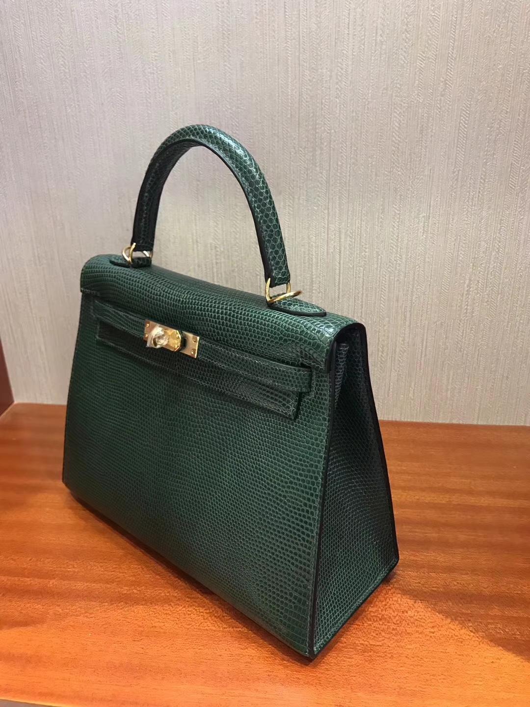 愛馬仕包包官方旗艦店Hermes Kelly 25 CK67祖母綠 Vert Fonce 蜥蜴皮