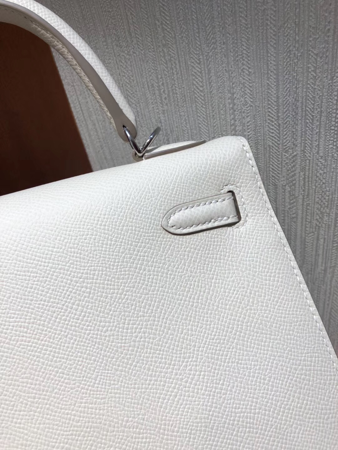 Canada Hermes Kelly bag 25 CK10奶昔白 Epsom牛皮 银扣