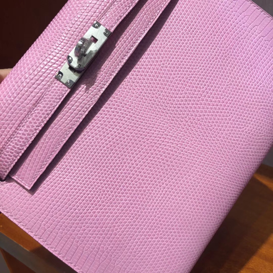 Australia Hermes Kelly 25 5P Pink 櫻花粉色Lizard蜥蜴皮銀扣