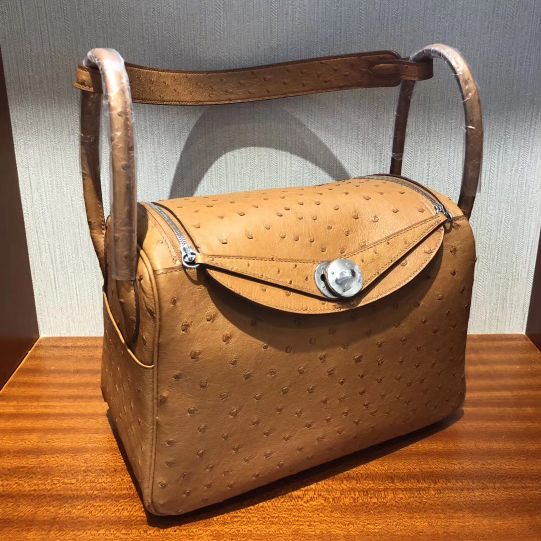 Hermes Lindy Bag 30cm Ostrich CK37金棕色 南非KK 鴕鳥皮