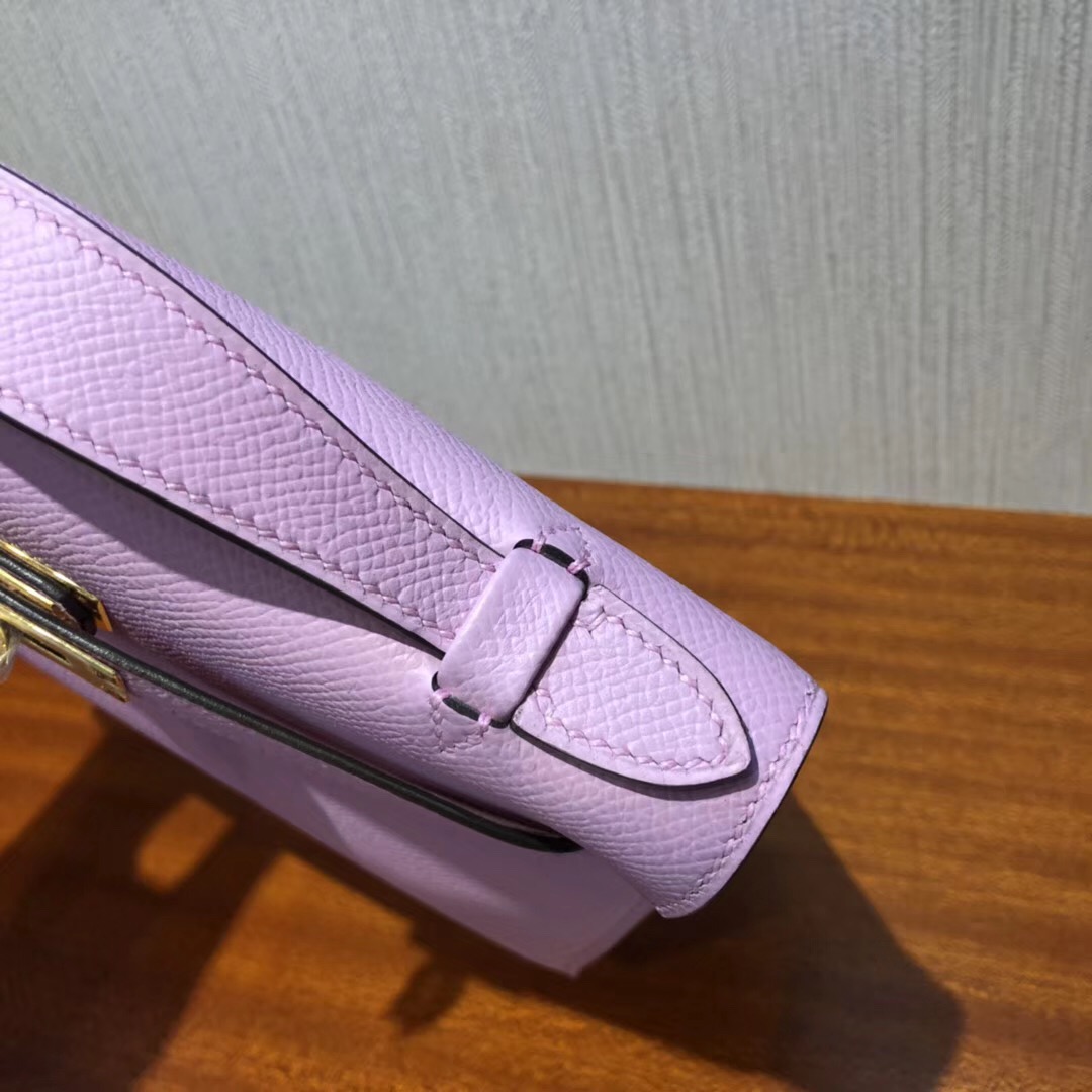 Australia Hermes MiniKelly pochette 4W Glycine新淺紫藤色Epsom牛皮 金扣