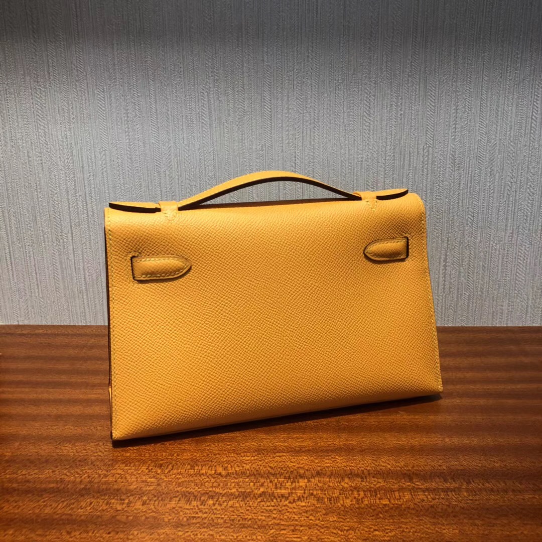 Australia Hermès MiniKelly pochette 22cm 9V太陽黃 Epsom皮 金扣