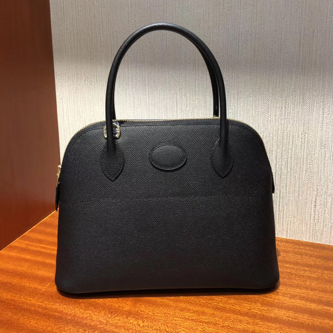 臺灣愛馬仕寶萊包Hermes bolide Handbags 27cm CK89黑色Epsom牛皮