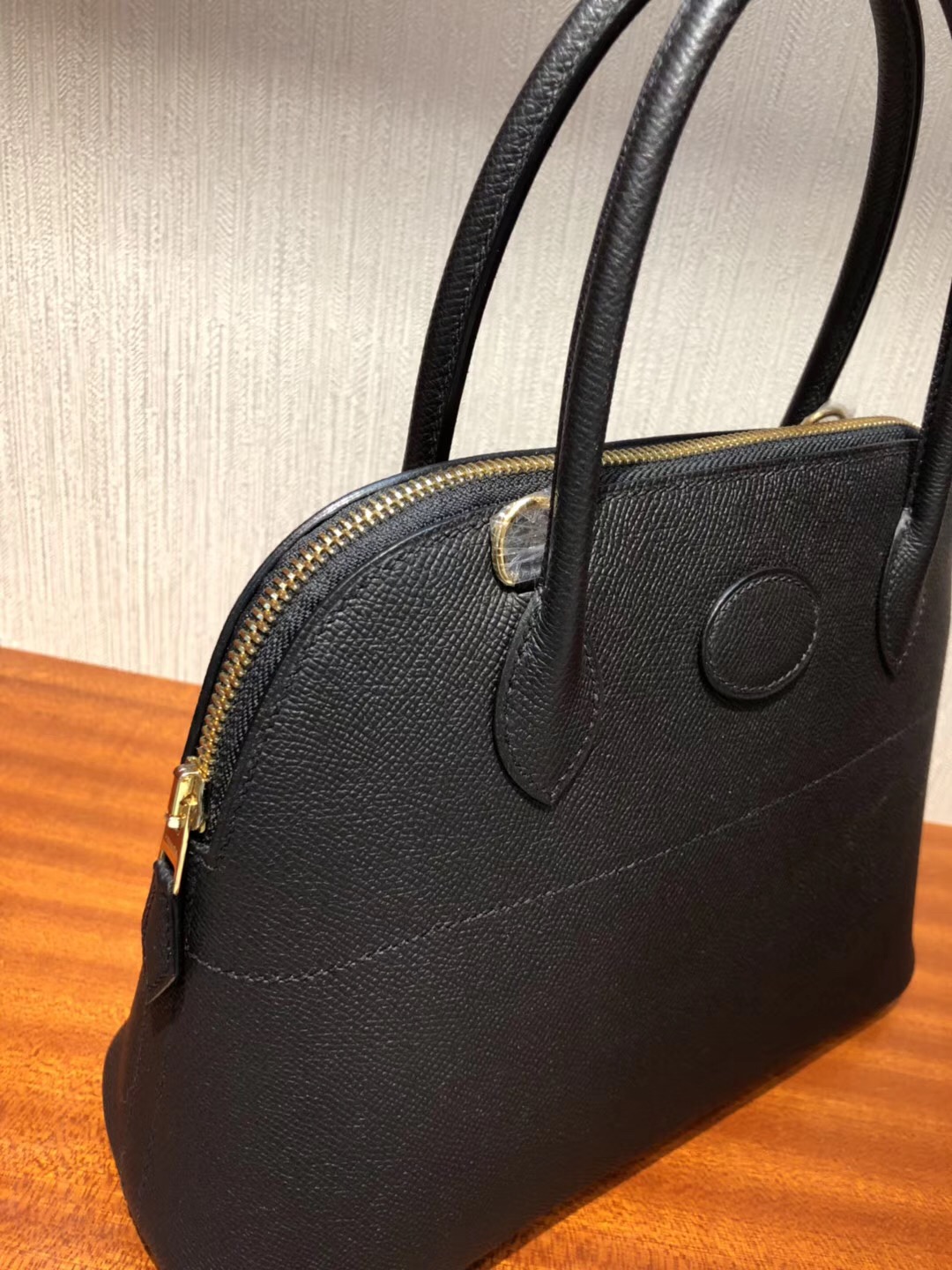 臺灣愛馬仕寶萊包Hermes bolide Handbags 27cm CK89黑色Epsom牛皮