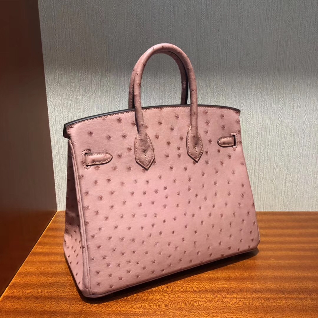 Malaysia Hermes Birkin Bags 25 CK94陶瓷粉 TerreCuite 南非KK鴕鳥皮