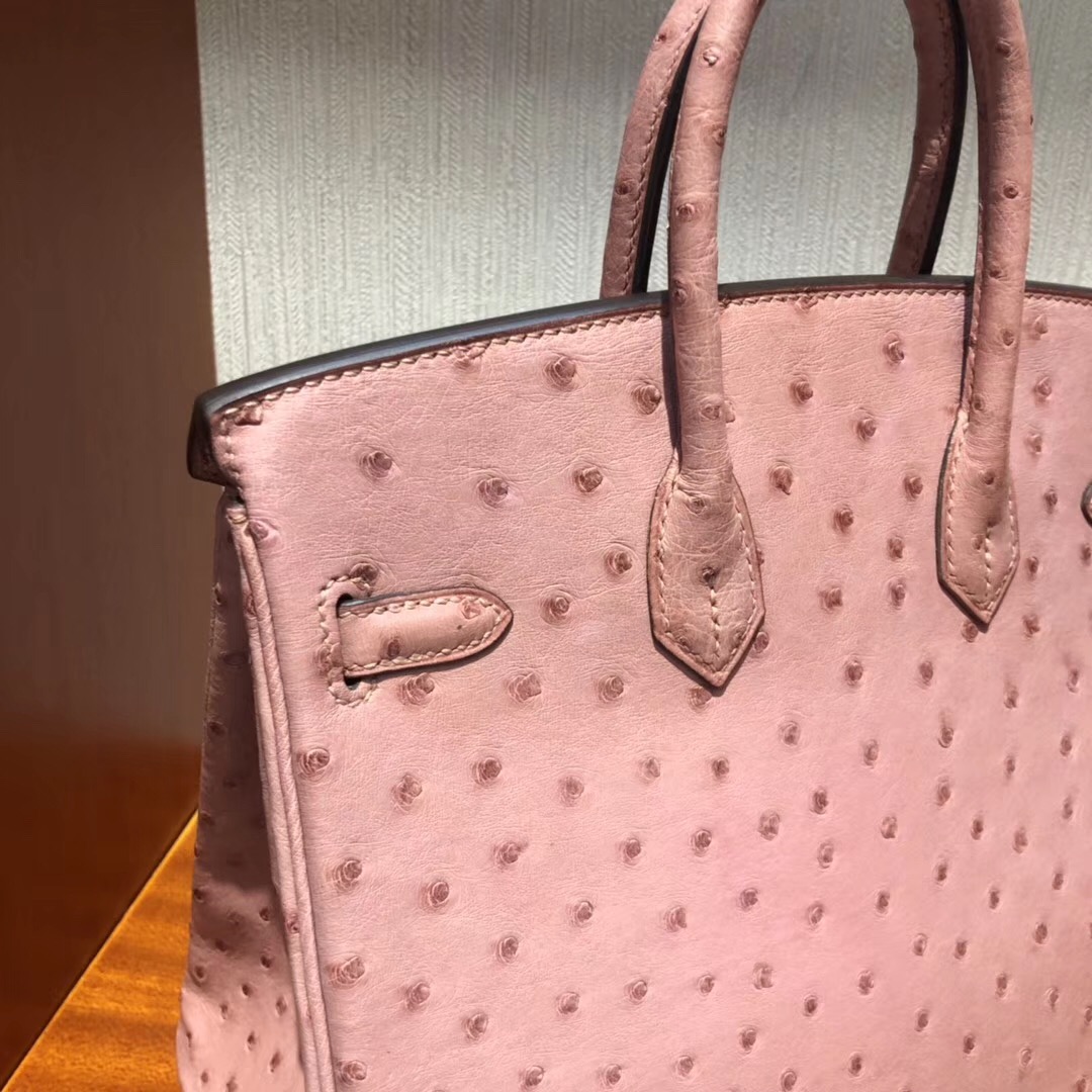 Malaysia Hermes Birkin Bags 25 CK94陶瓷粉 TerreCuite 南非KK鴕鳥皮