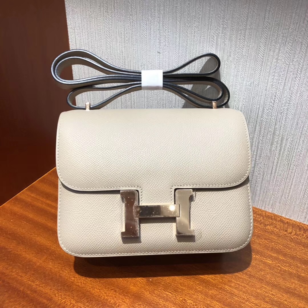 Hong Kong Hermes Constance 19cm  Epsom S2風衣灰 內拼奶茶色 玫瑰金扣