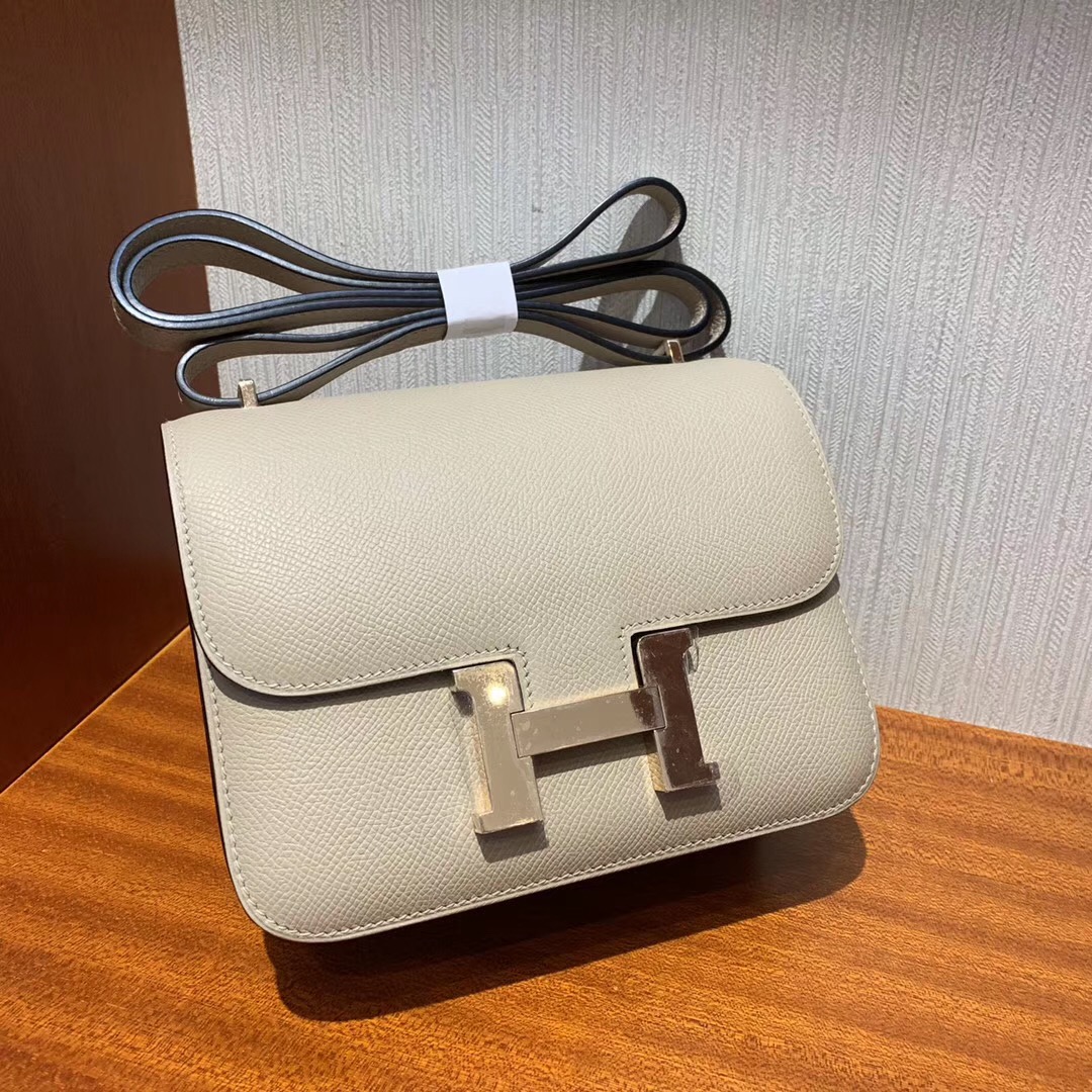 Hong Kong Hermes Constance 19cm  Epsom S2風衣灰 內拼奶茶色 玫瑰金扣