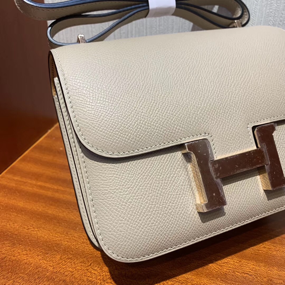 Hong Kong Hermes Constance 19cm  Epsom S2風衣灰 內拼奶茶色 玫瑰金扣