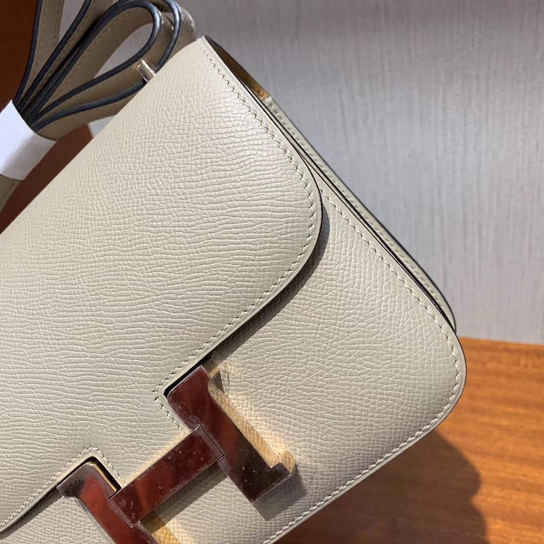 Hong Kong Hermes Constance 19cm  Epsom S2風衣灰 內拼奶茶色 玫瑰金扣