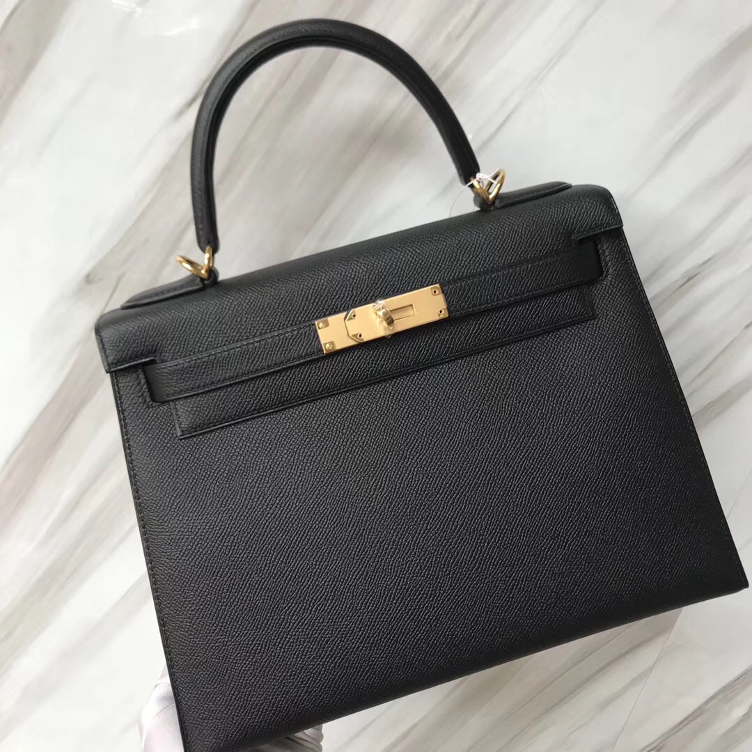 Hermès handbag Kelly 25cm CK89黑色 Noir Black Epsom 掌紋牛皮