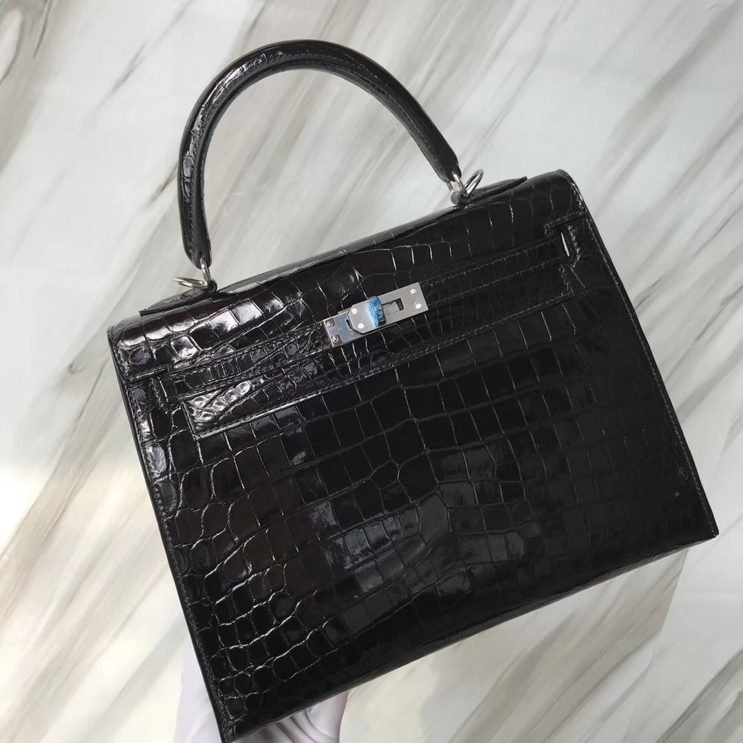 Hermès handbag Kelly 25cm 尼羅鱷魚 Shiny nilo crocodile CK89黑色Noir