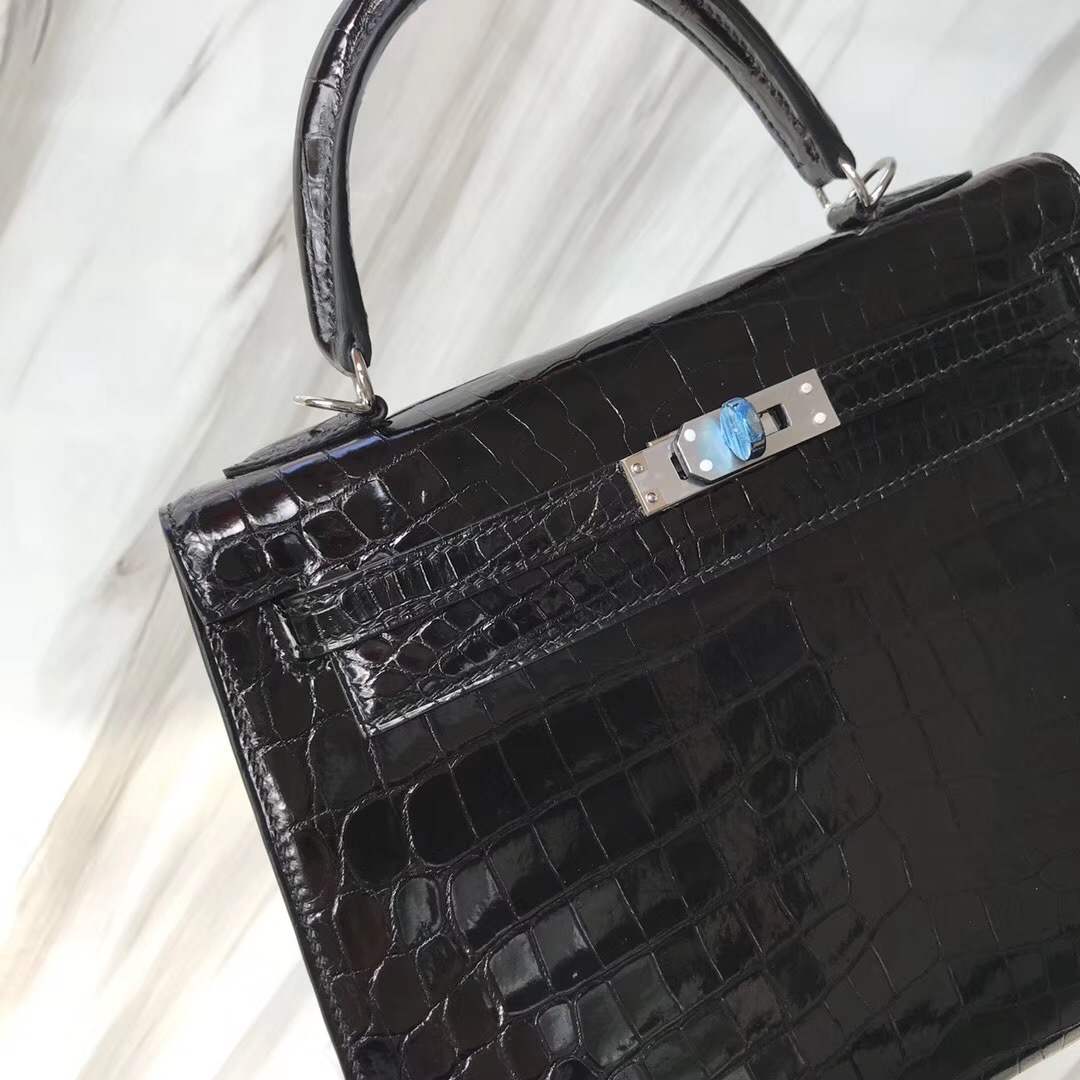 Hermès handbag Kelly 25cm 尼羅鱷魚 Shiny nilo crocodile CK89黑色Noir