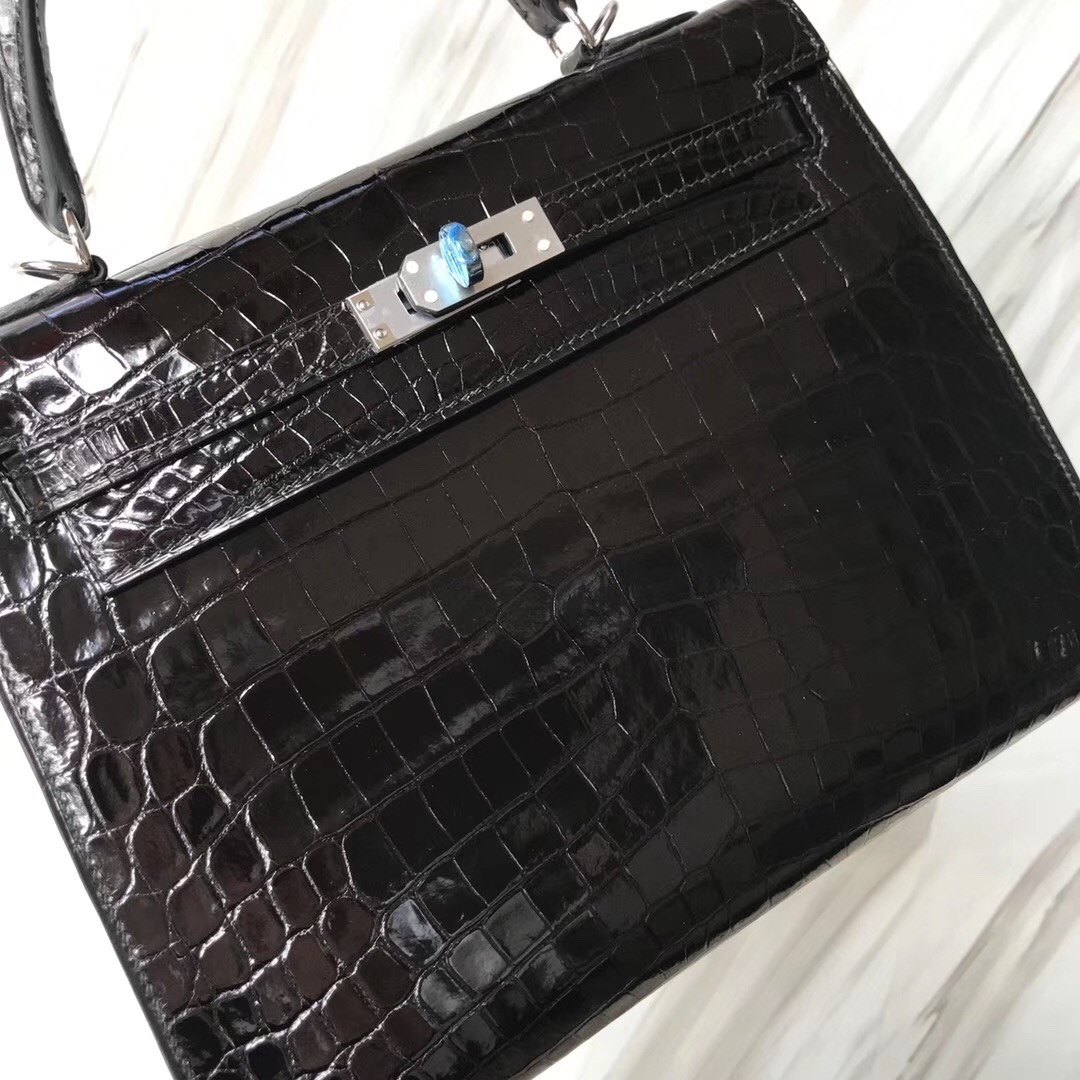 Hermès handbag Kelly 25cm 尼羅鱷魚 Shiny nilo crocodile CK89黑色Noir