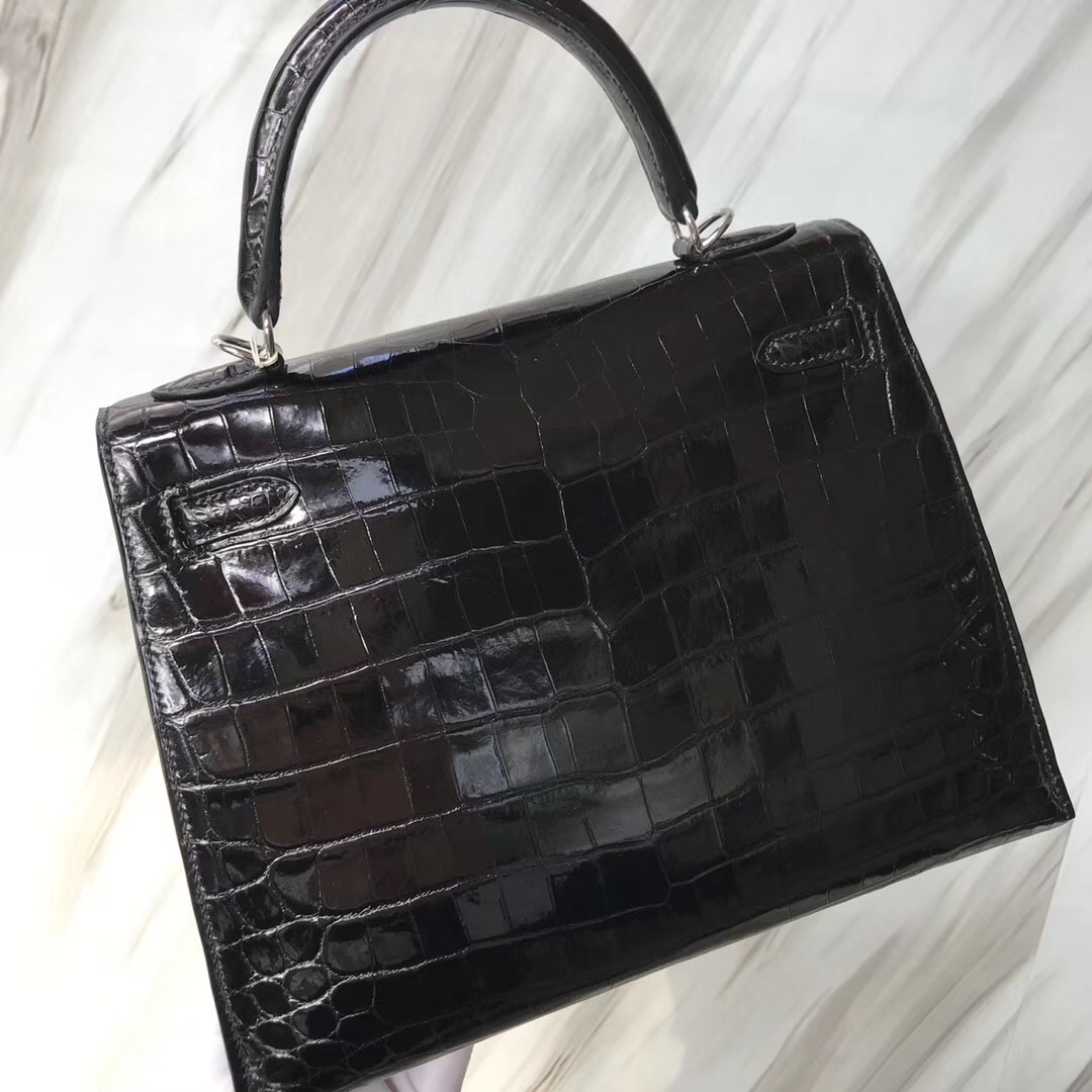 Hermès handbag Kelly 25cm 尼羅鱷魚 Shiny nilo crocodile CK89黑色Noir