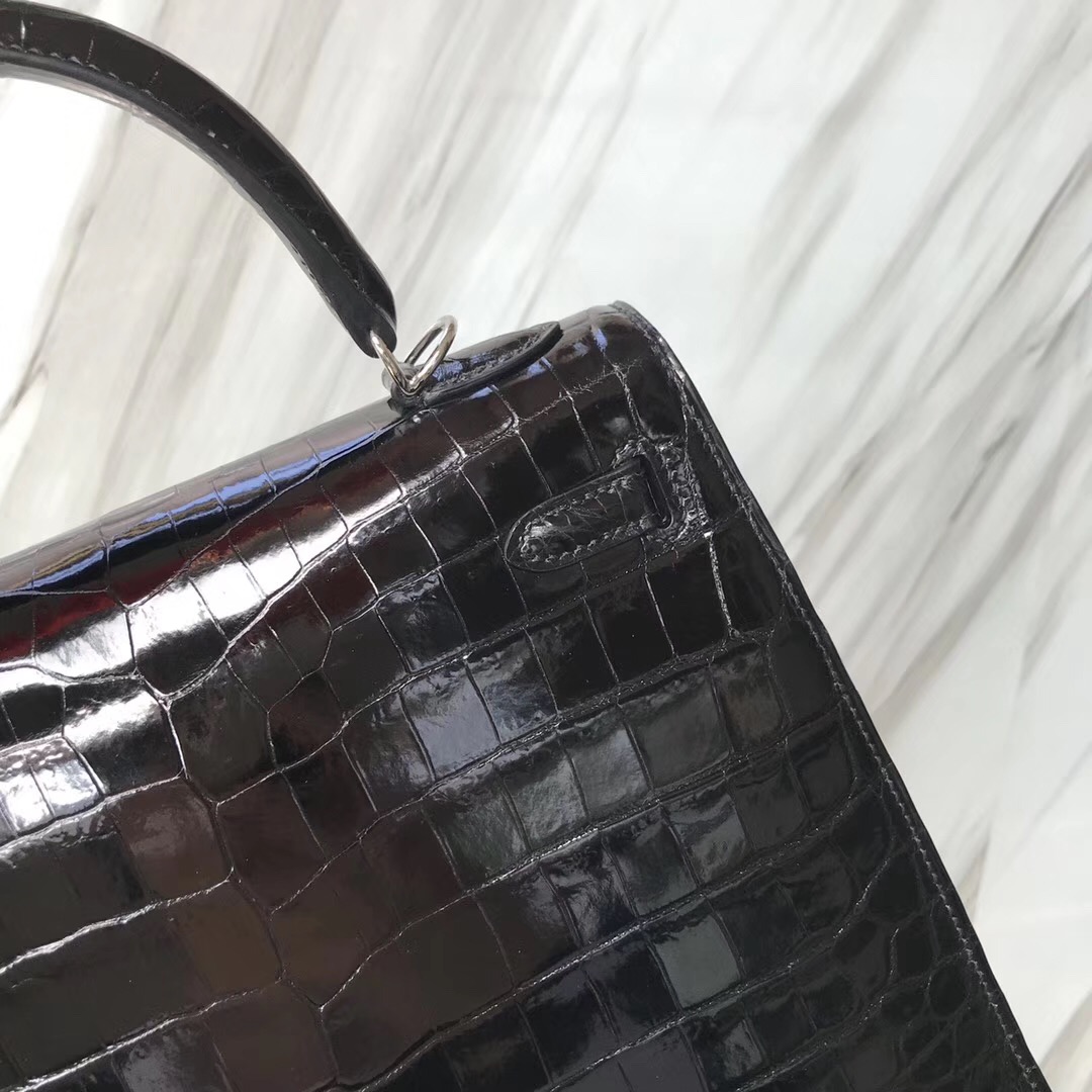 Hermès handbag Kelly 25cm 尼羅鱷魚 Shiny nilo crocodile CK89黑色Noir