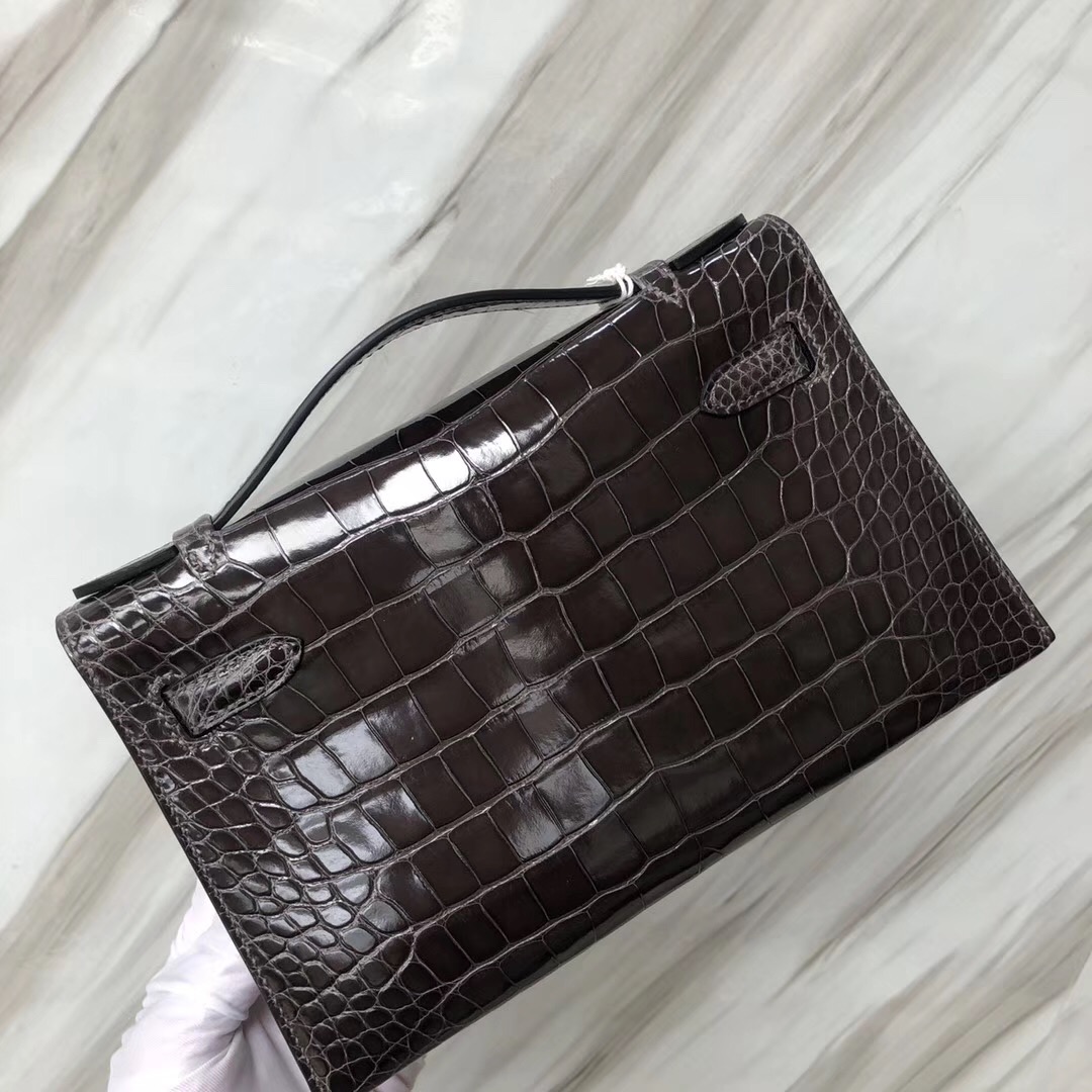 Hong Kong Hermès MiniKelly Pochette CK88石墨灰 Graphite 美洲鱷