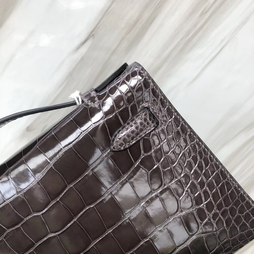 Hong Kong Hermès MiniKelly Pochette CK88石墨灰 Graphite 美洲鱷