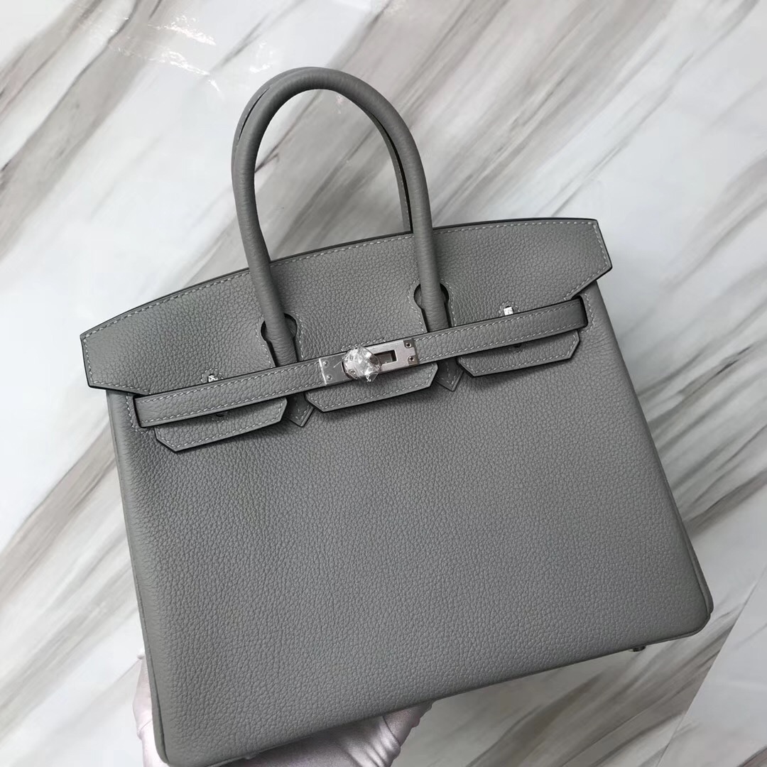 Hong Kong Hermes Birkin Bag 25cm 4Z海鷗灰gris mouette Togo皮