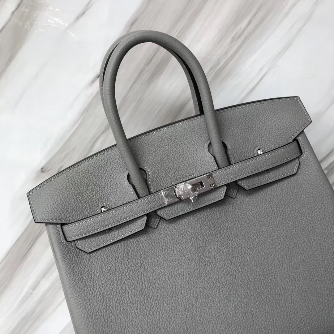 Hong Kong Hermes Birkin Bag 25cm 4Z海鷗灰gris mouette Togo皮