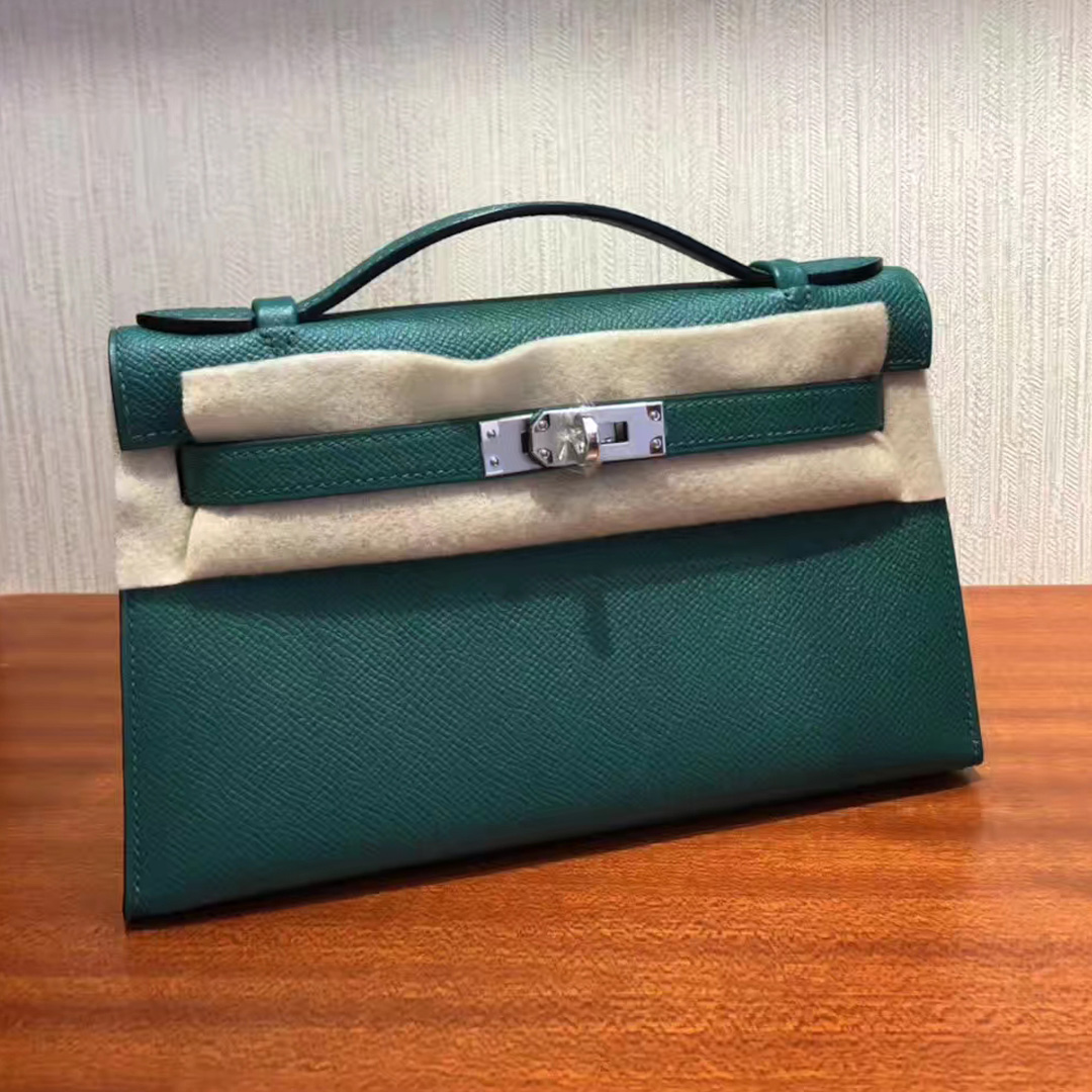 愛馬仕澳門四季酒店專賣店 Hermes Z6孔雀綠 Minikelly Pochette Epsom牛皮