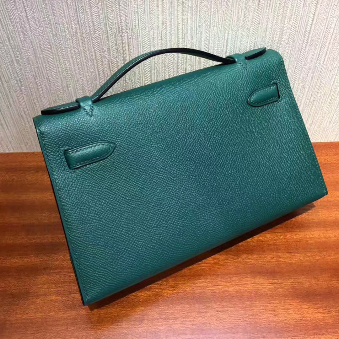 愛馬仕澳門四季酒店專賣店 Hermes Z6孔雀綠 Minikelly Pochette Epsom牛皮