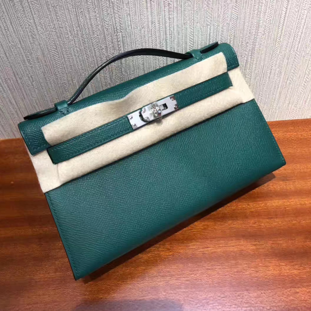 愛馬仕澳門四季酒店專賣店 Hermes Z6孔雀綠 Minikelly Pochette Epsom牛皮