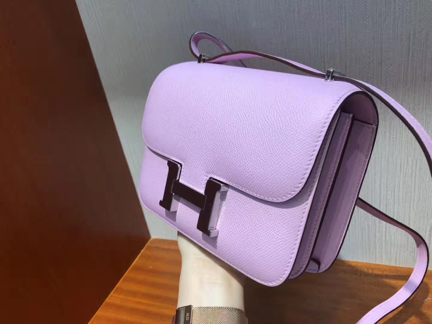 Hermes Constance康斯坦空姐包19CM X9錦葵紫 Mauve Sylvestre Epsom