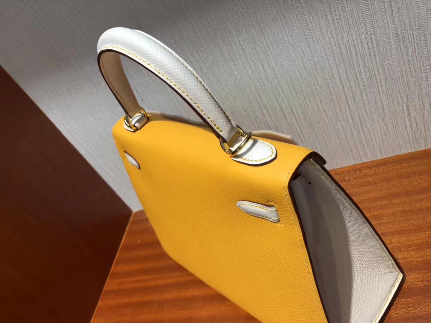 Hermes Kelly 25cm 9V Jaune D'Or 金黃色 9V太陽黃/CK10奶昔白