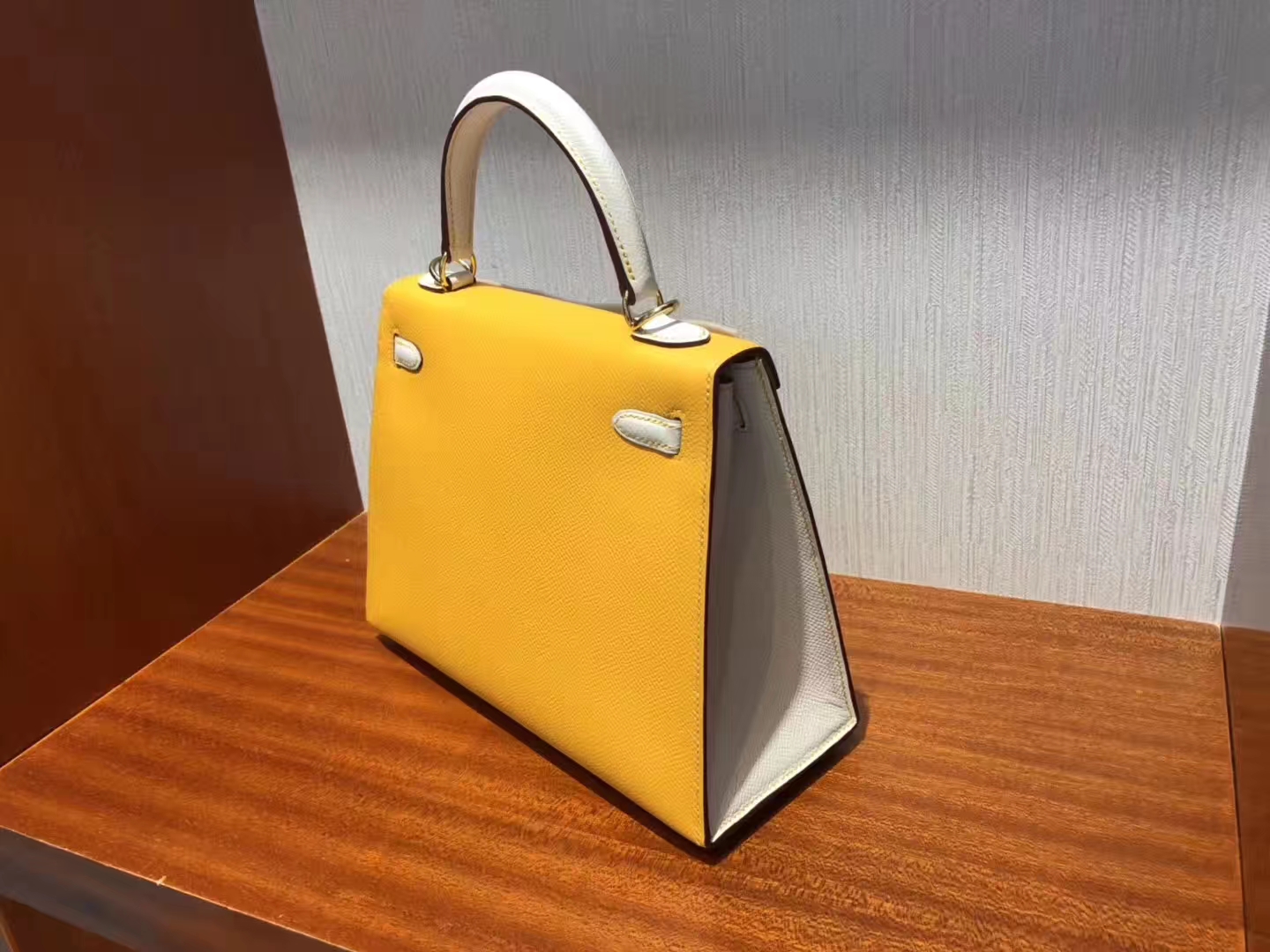 Hermes Kelly 25cm 9V Jaune D'Or 金黃色 9V太陽黃/CK10奶昔白