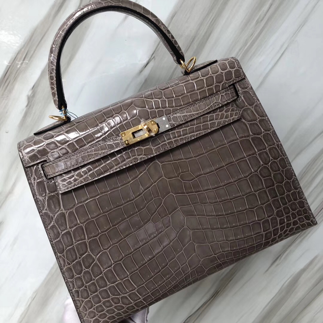 Singapore Hermès CK81斑鳩灰 Gris Tourterelle Kelly 25 亮面兩點尼羅鱷