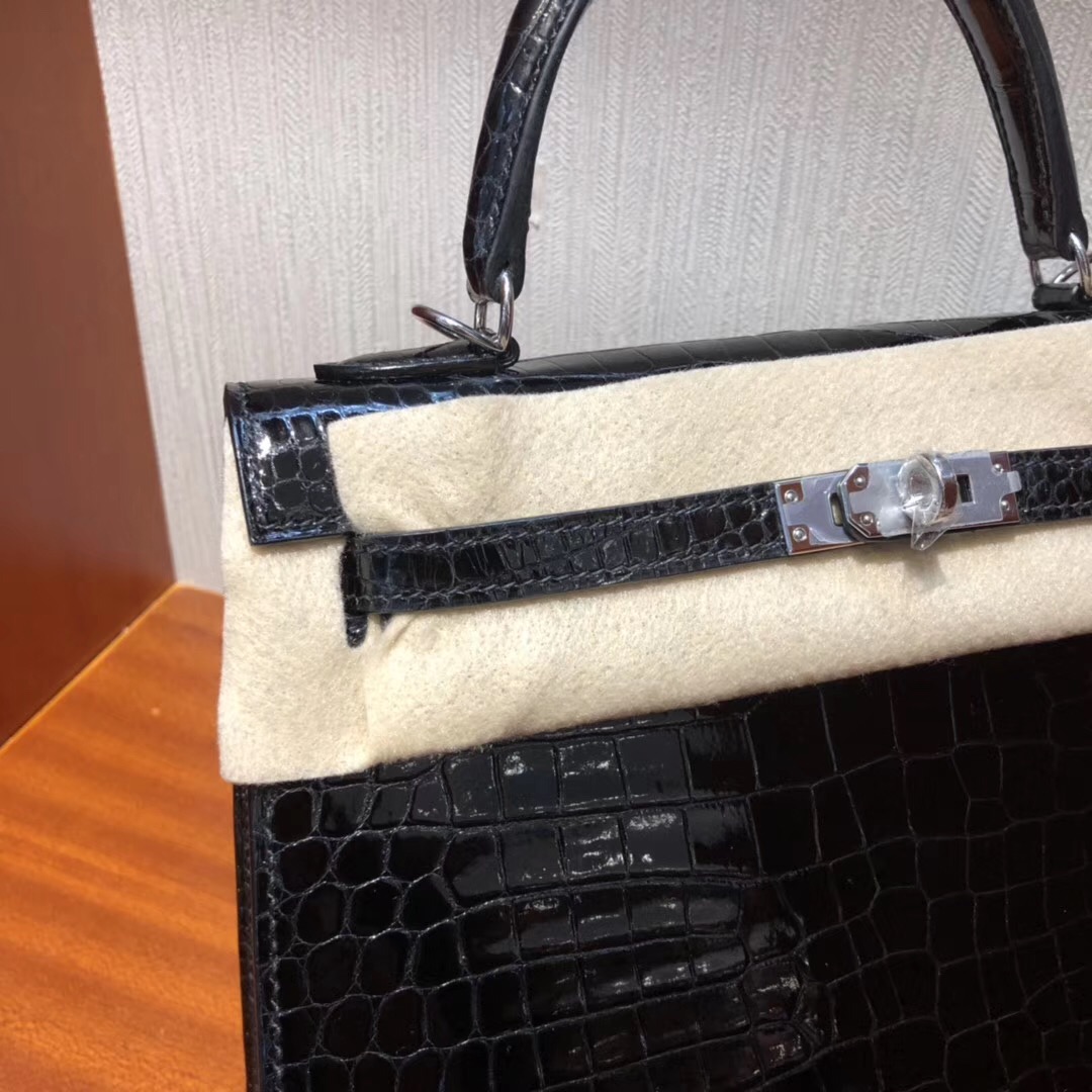 Singapore Hermès Kelly 25cm CK89 HCP Shiny porosus crocodile