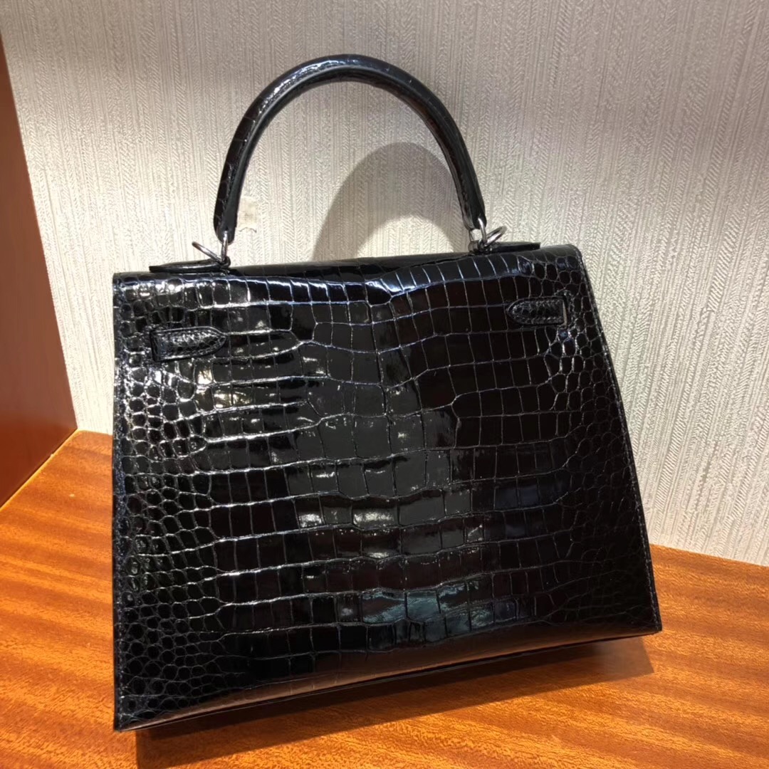 Singapore Hermès Kelly 25cm CK89 HCP Shiny porosus crocodile