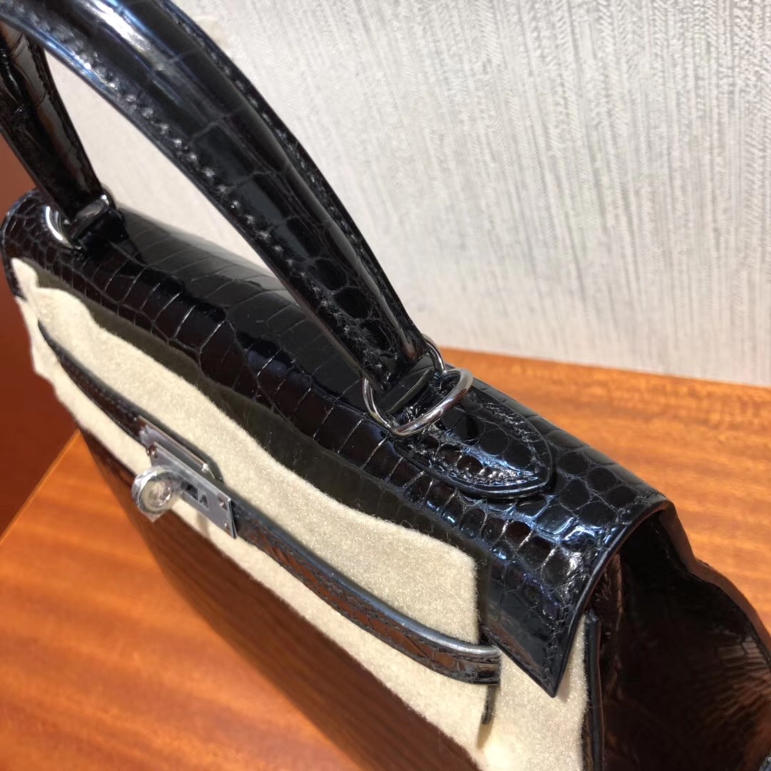 Singapore Hermès Kelly 25cm CK89 HCP Shiny porosus crocodile