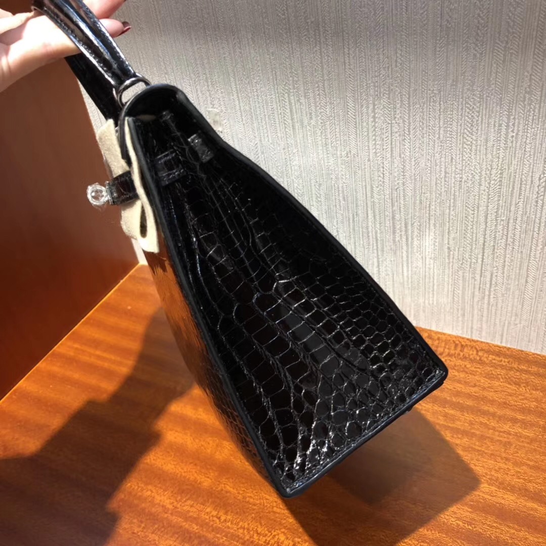 Singapore Hermès Kelly 25cm CK89 HCP Shiny porosus crocodile