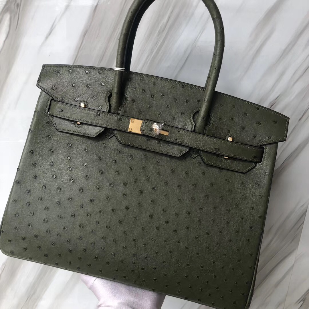 Hong Kong Hermès Birkin 30cm 6V叢林綠 Ostrich KK南非鴕鳥皮