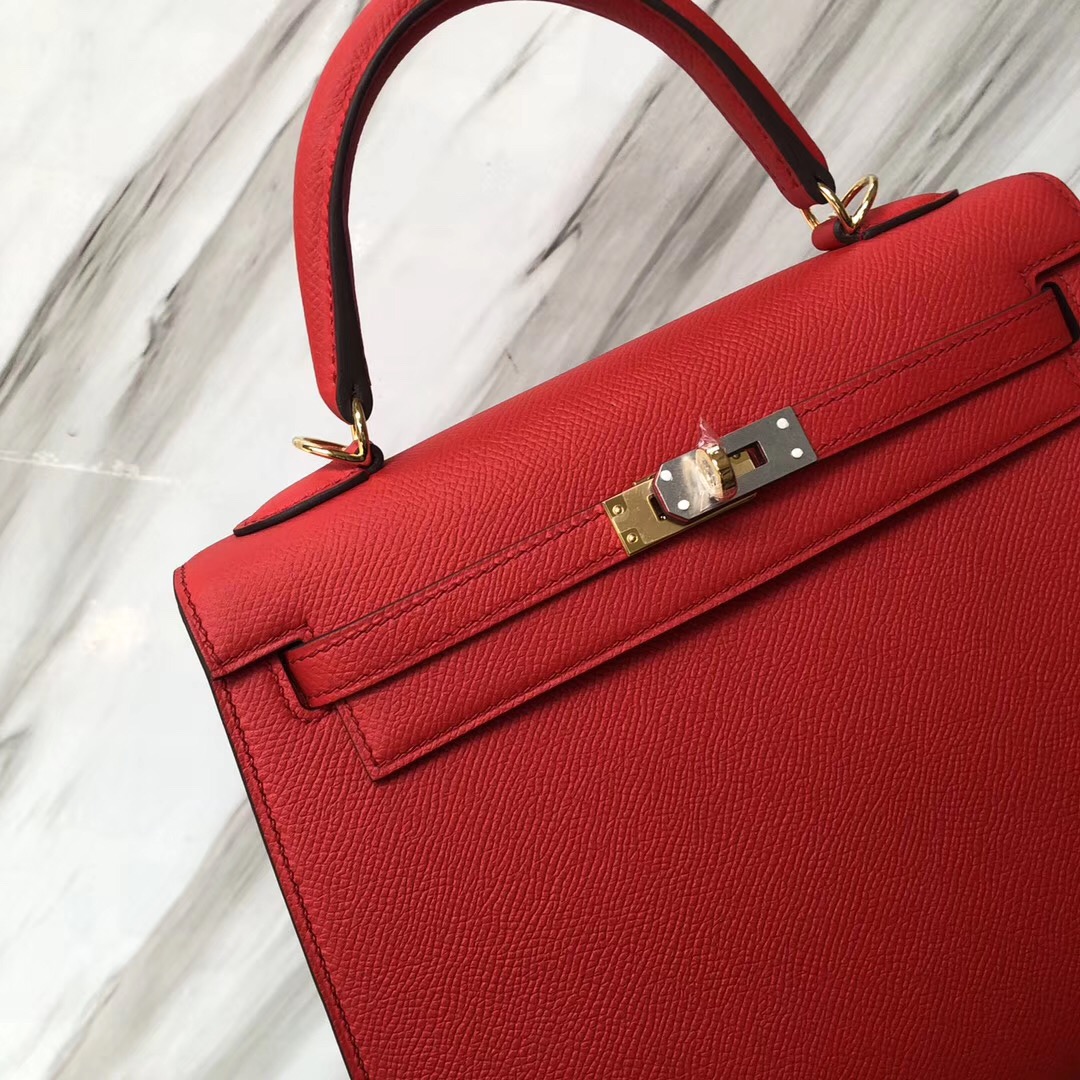 愛馬仕新加坡專賣店Hermes Kelly 25cm S3心紅色 Rose de coeur Epsom