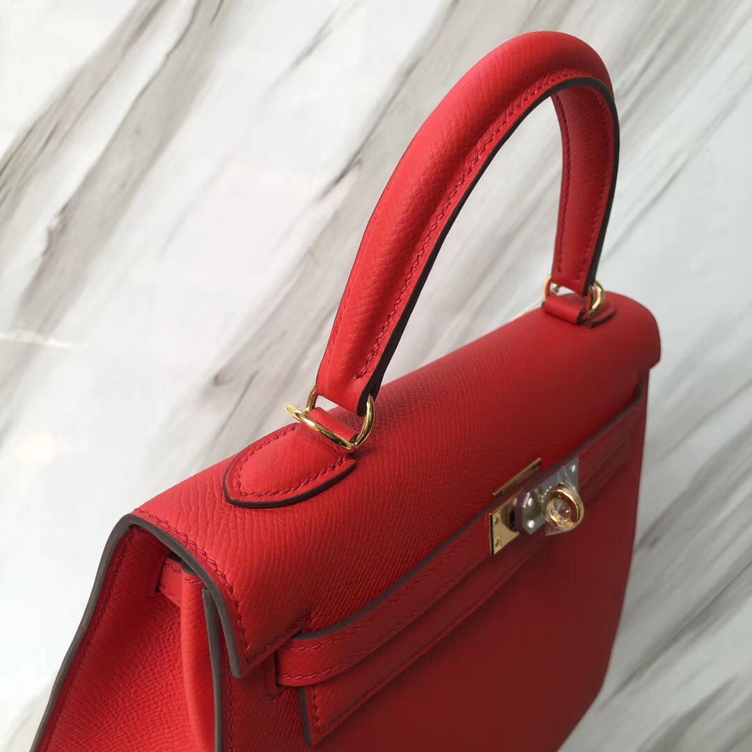 愛馬仕新加坡專賣店Hermes Kelly 25cm S3心紅色 Rose de coeur Epsom