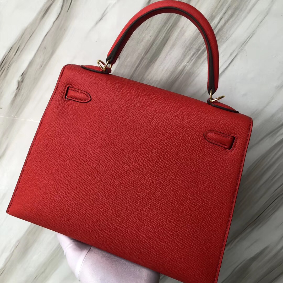 愛馬仕新加坡專賣店Hermes Kelly 25cm S3心紅色 Rose de coeur Epsom