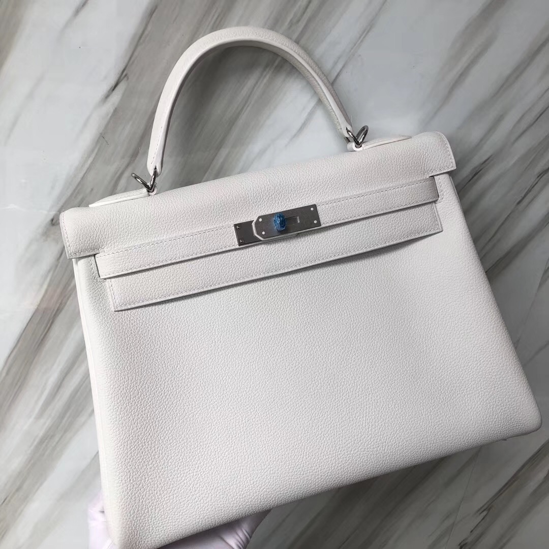 舊金山愛馬仕Hermes Kelly Bag 32cm 01純白色 togo小牛皮