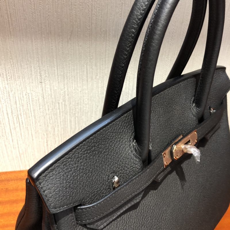 Hong Kong Hermes Birkin Bag 30cm Togo小牛皮 CK89黑色 玫瑰金