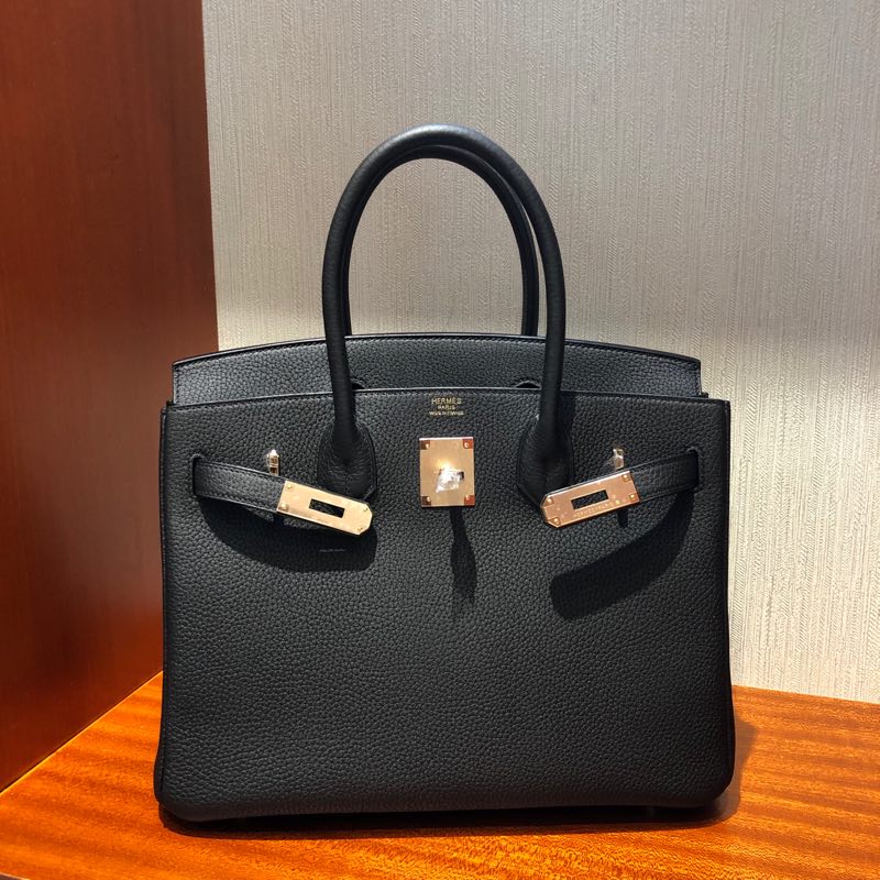 Hong Kong Hermes Birkin Bag 30cm Togo小牛皮 CK89黑色 玫瑰金