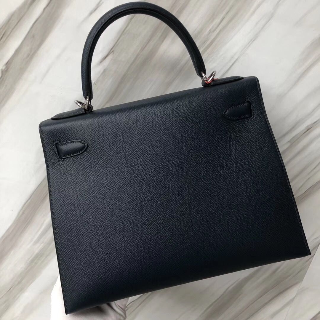 Hermes Kelly Bag 28 Epsom字母包H 松柏綠/午夜藍/孔雀綠拼i7琉璃藍