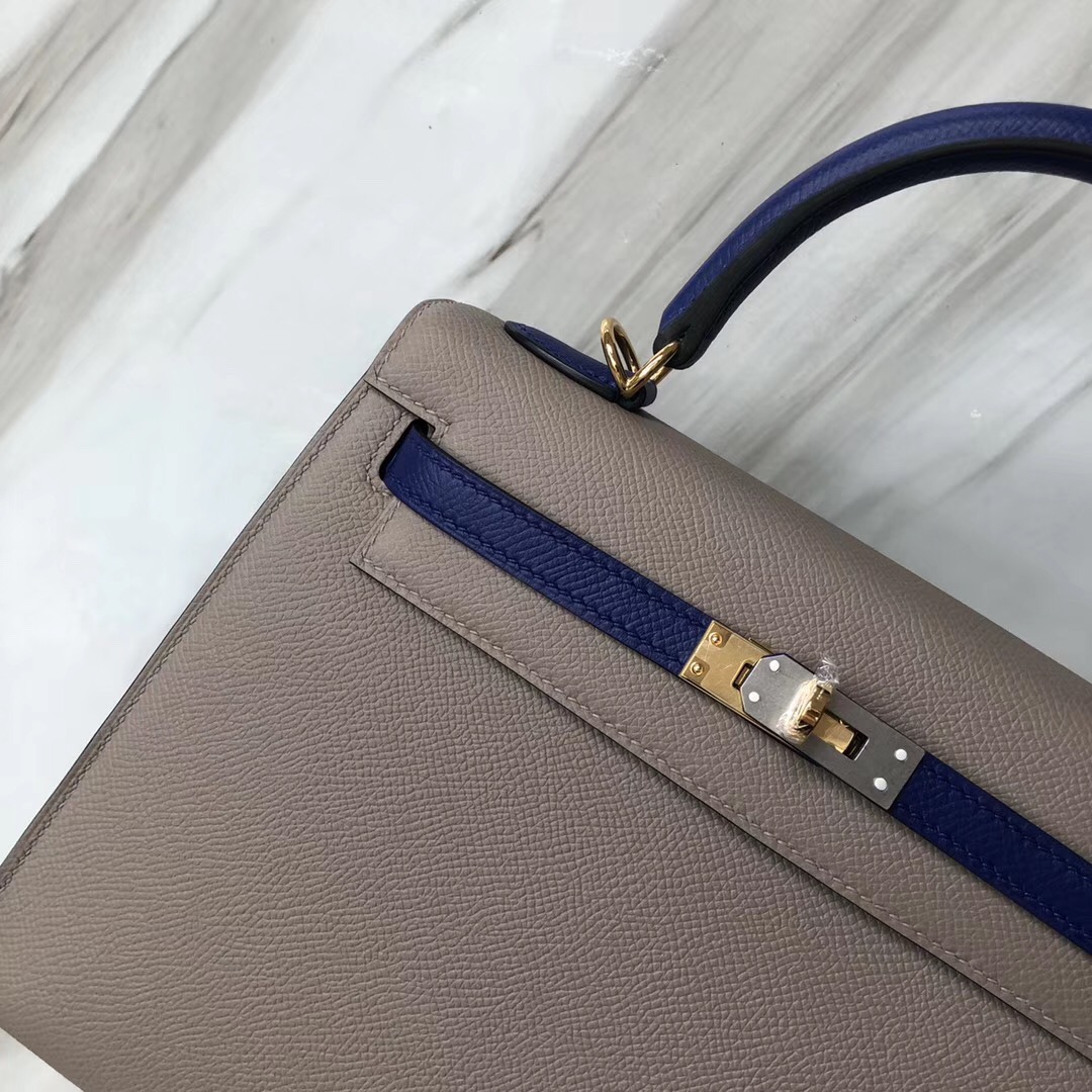 Hermes Kelly Bag 28cm M8 Gris Asphalte 瀝青灰/7T Blue Htdra 電光藍