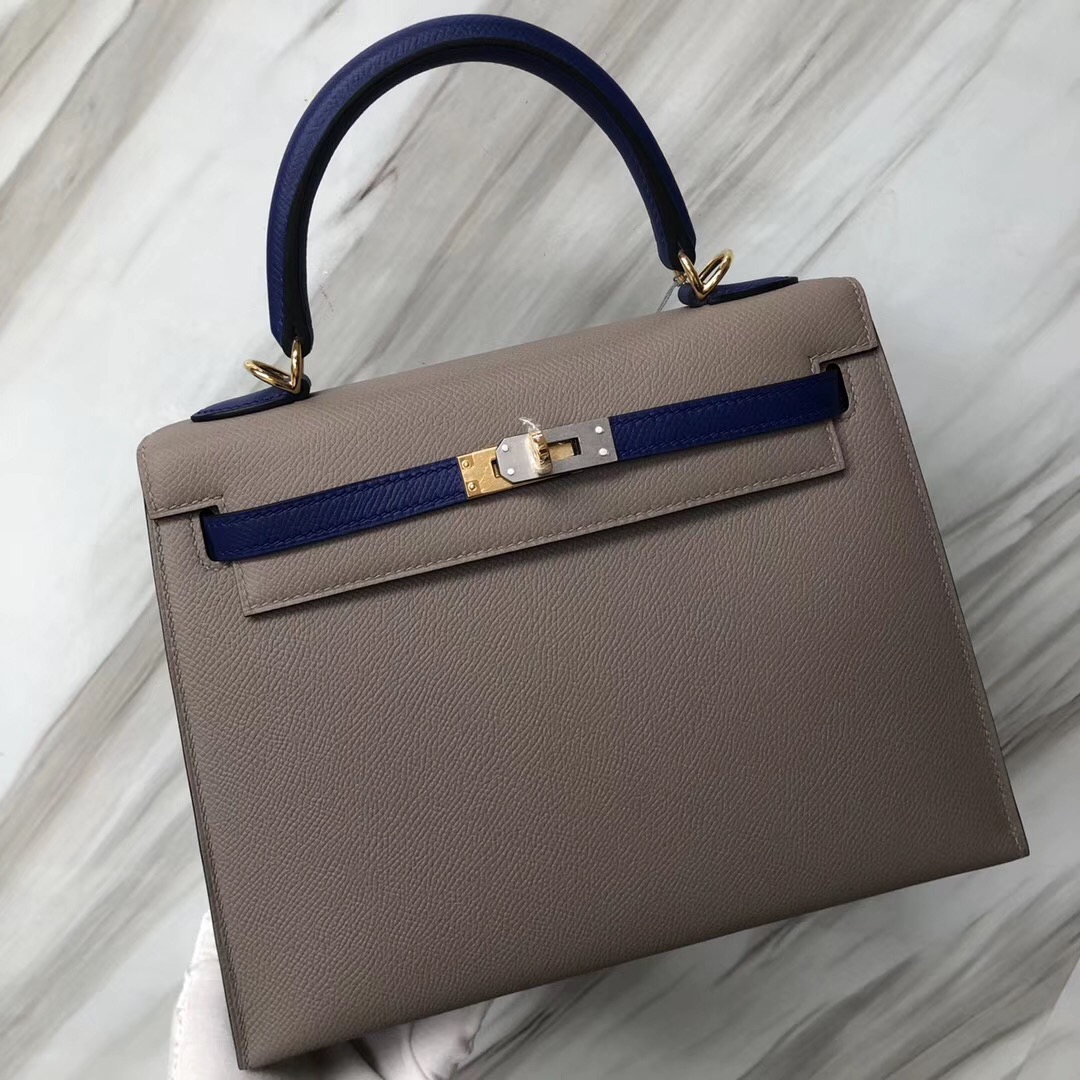 Hermes Kelly Bag 28cm M8 Gris Asphalte 瀝青灰/7T Blue Htdra 電光藍