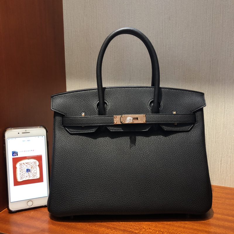 Hong Kong Hermes Birkin Bag 30cm Togo小牛皮 CK89黑色 玫瑰金